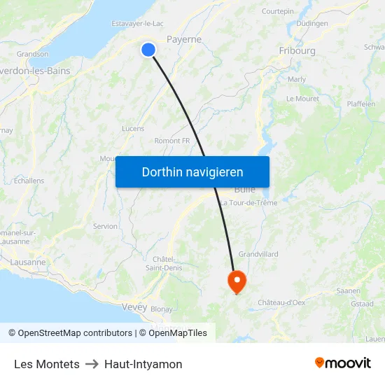 Les Montets to Haut-Intyamon map