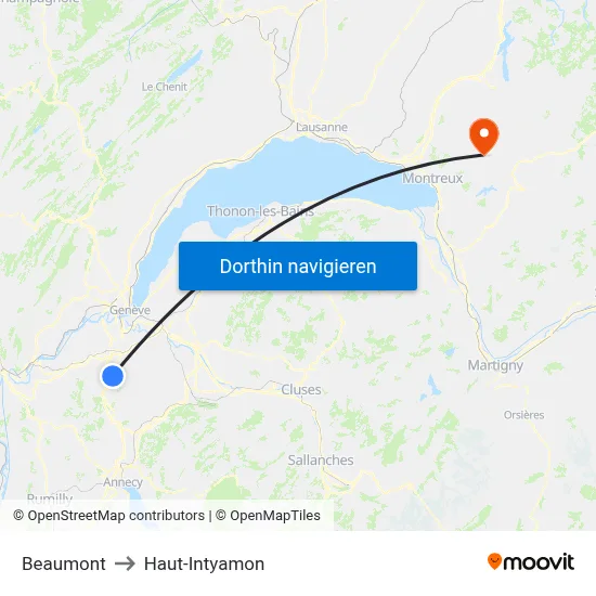 Beaumont to Haut-Intyamon map