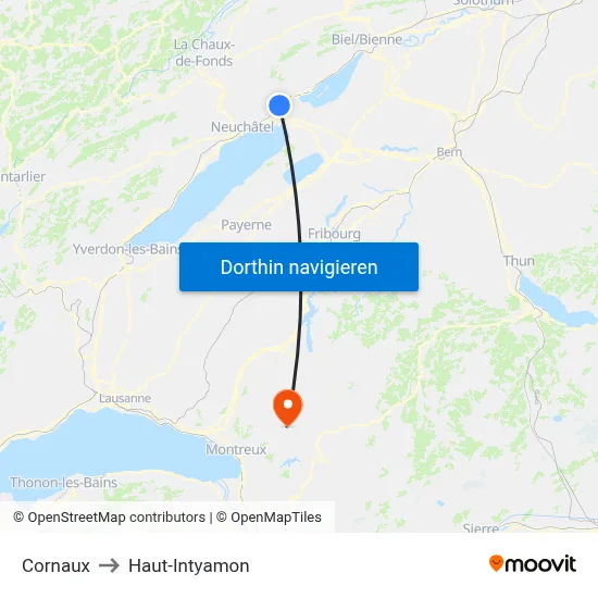 Cornaux to Haut-Intyamon map