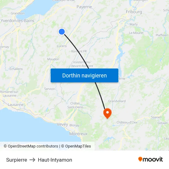 Surpierre to Haut-Intyamon map