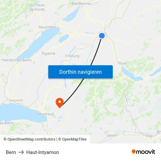 Bern to Haut-Intyamon map