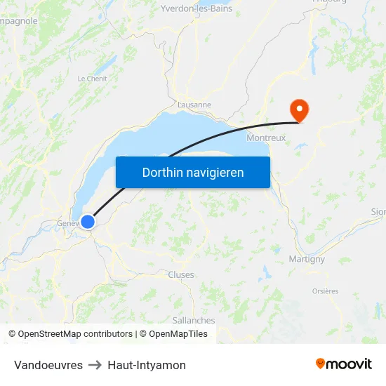 Vandoeuvres to Haut-Intyamon map