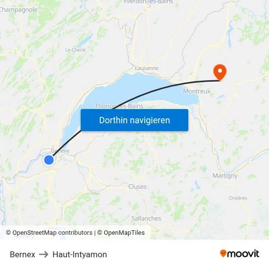 Bernex to Haut-Intyamon map
