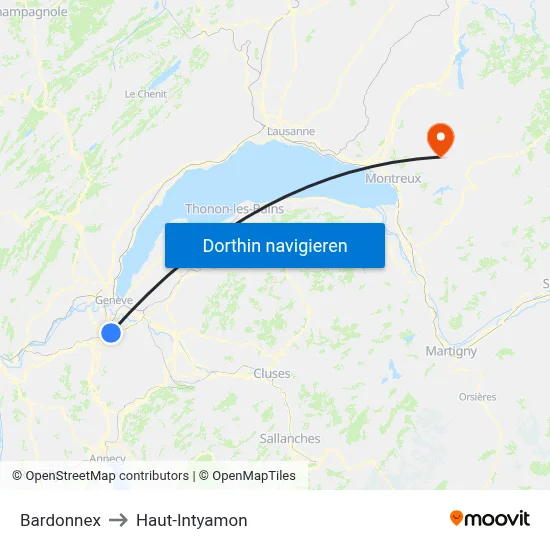 Bardonnex to Haut-Intyamon map