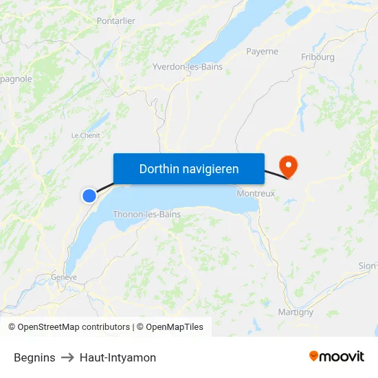 Begnins to Haut-Intyamon map