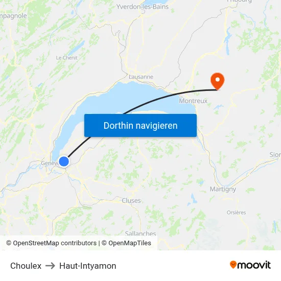 Choulex to Haut-Intyamon map