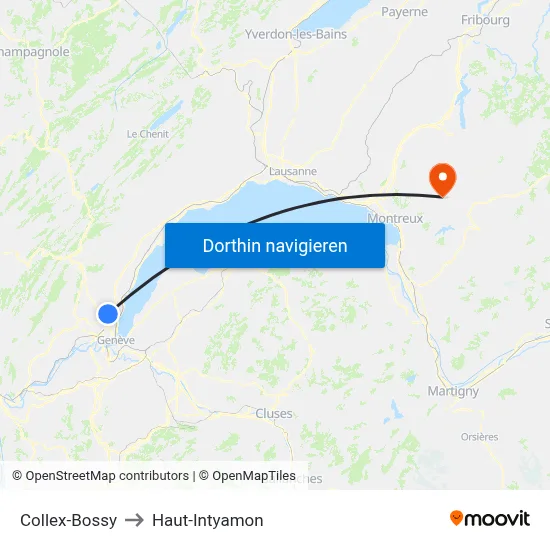 Collex-Bossy to Haut-Intyamon map