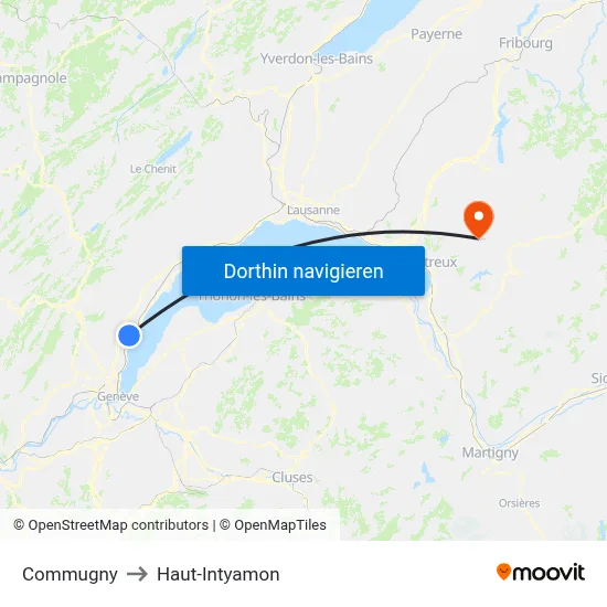 Commugny to Haut-Intyamon map