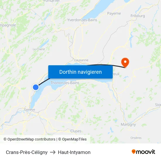 Crans-Près-Céligny to Haut-Intyamon map