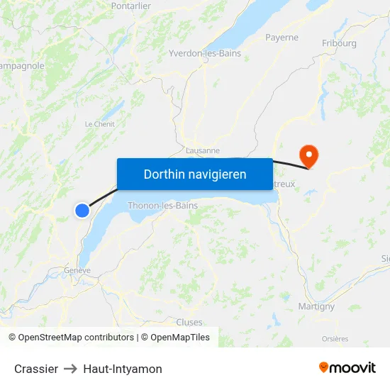 Crassier to Haut-Intyamon map