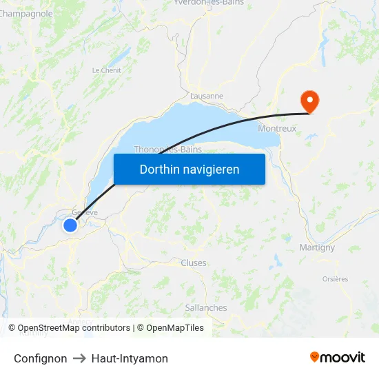 Confignon to Haut-Intyamon map