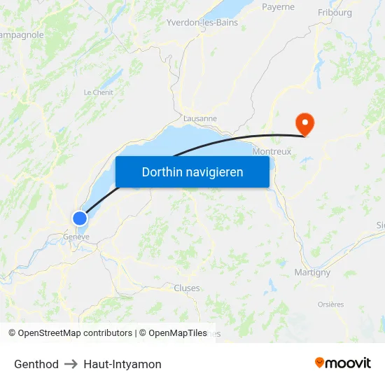 Genthod to Haut-Intyamon map