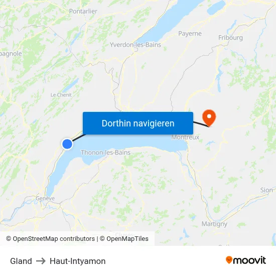 Gland to Haut-Intyamon map