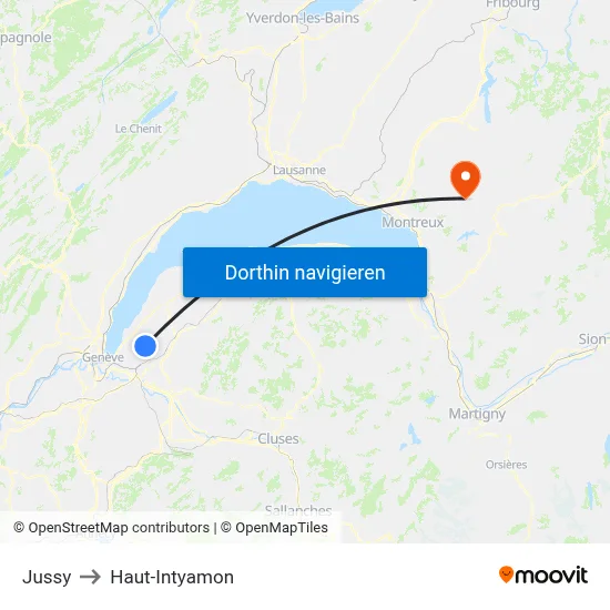 Jussy to Haut-Intyamon map