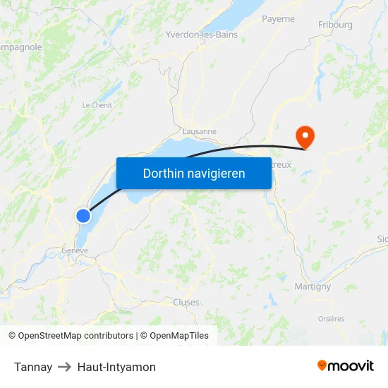Tannay to Haut-Intyamon map