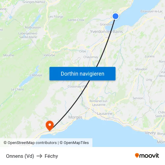 Onnens (Vd) to Féchy map