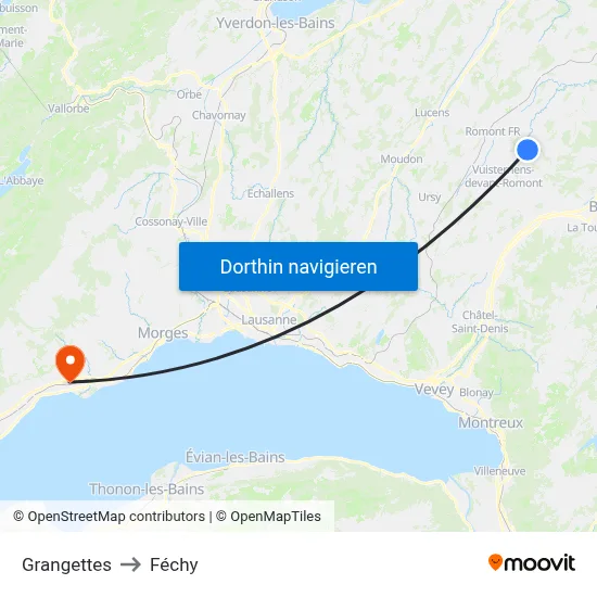 Grangettes to Féchy map