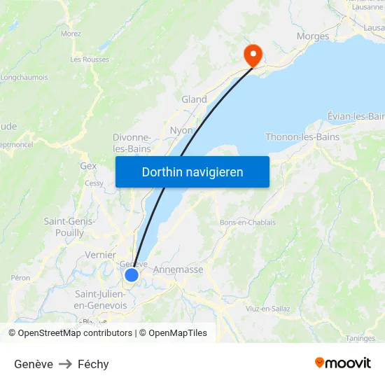 Genève to Féchy map