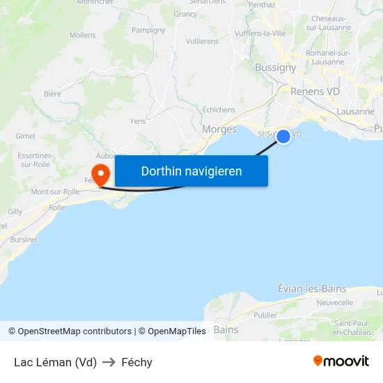 Lac Léman (Vd) to Féchy map