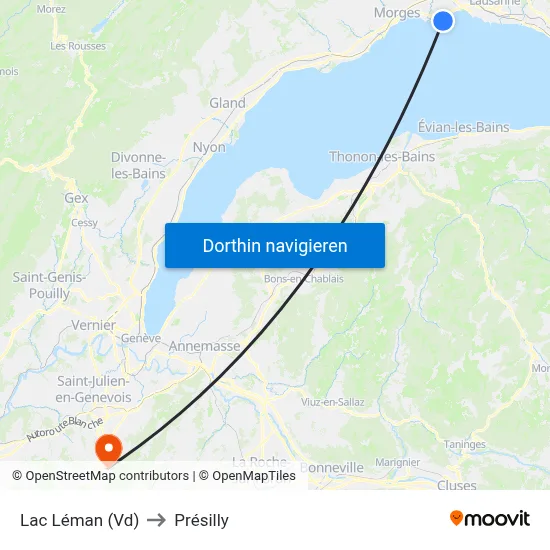 Lac Léman (Vd) to Présilly map