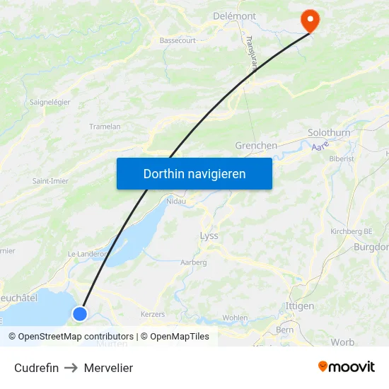 Cudrefin to Mervelier map