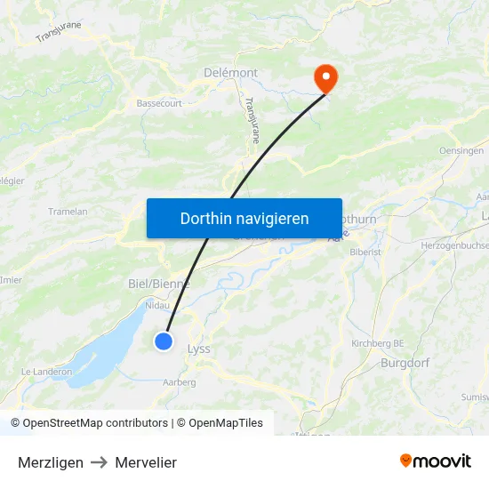 Merzligen to Mervelier map