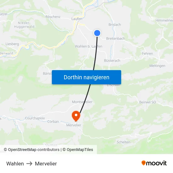 Wahlen to Mervelier map