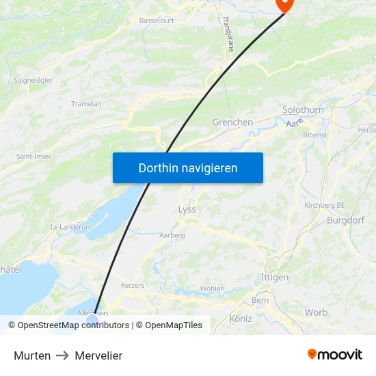 Murten to Mervelier map