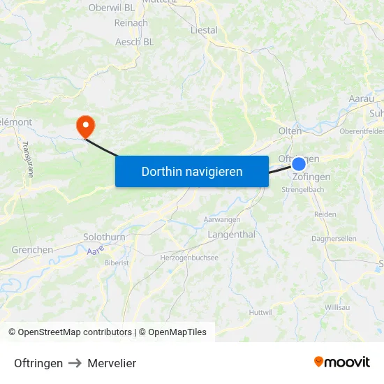 Oftringen to Mervelier map