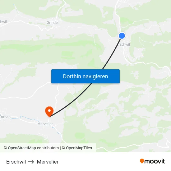 Erschwil to Mervelier map