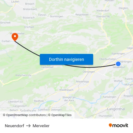 Neuendorf to Mervelier map