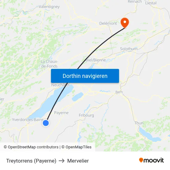 Treytorrens (Payerne) to Mervelier map