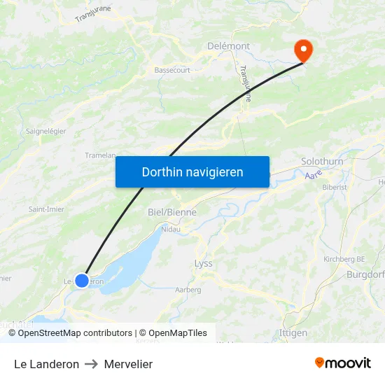 Le Landeron to Mervelier map