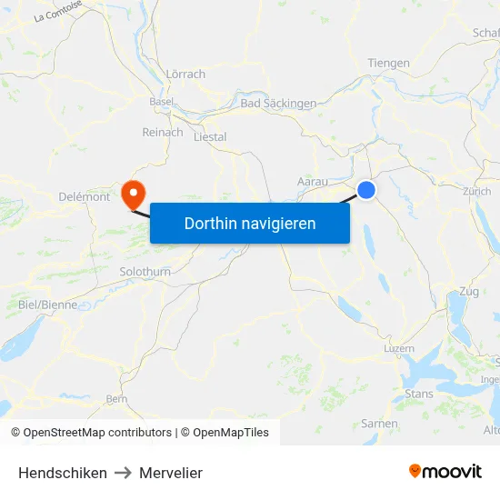 Hendschiken to Mervelier map