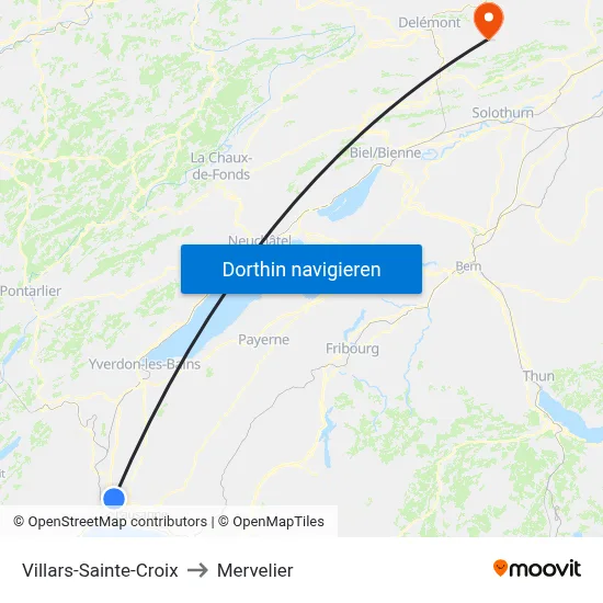 Villars-Sainte-Croix to Mervelier map