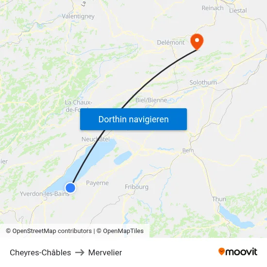 Cheyres-Châbles to Mervelier map