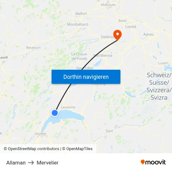 Allaman to Mervelier map