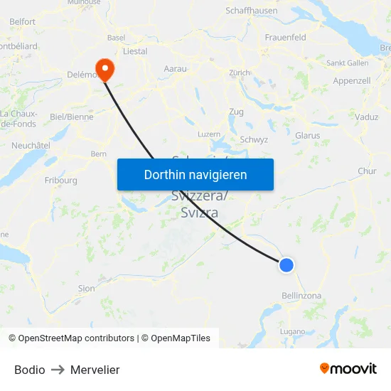 Bodio to Mervelier map