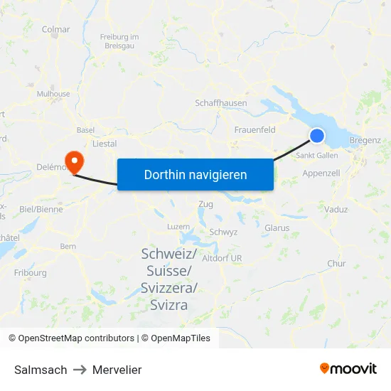 Salmsach to Mervelier map