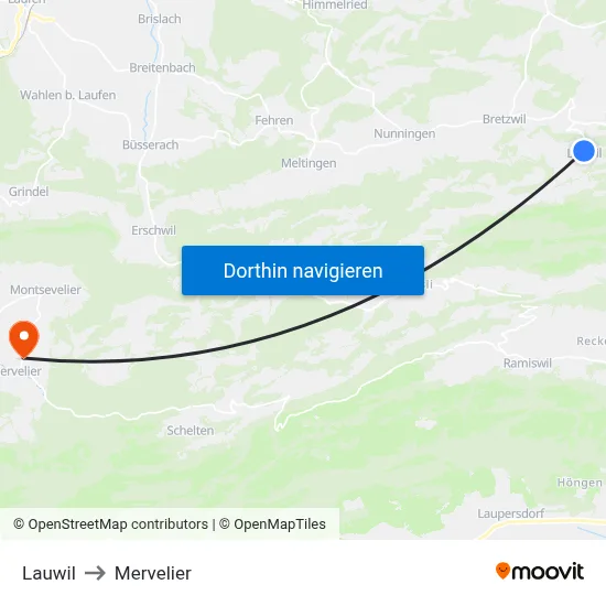 Lauwil to Mervelier map