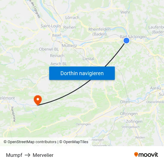 Mumpf to Mervelier map
