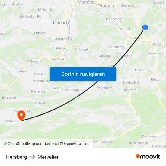 Hersberg to Mervelier map