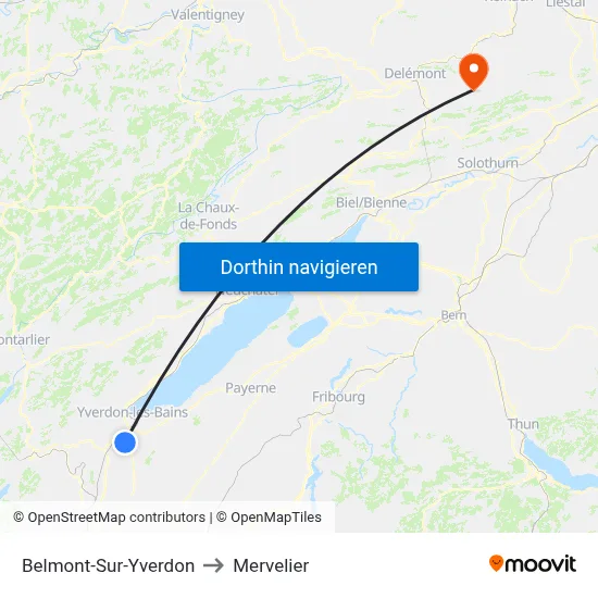 Belmont-Sur-Yverdon to Mervelier map