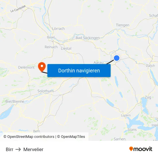 Birr to Mervelier map