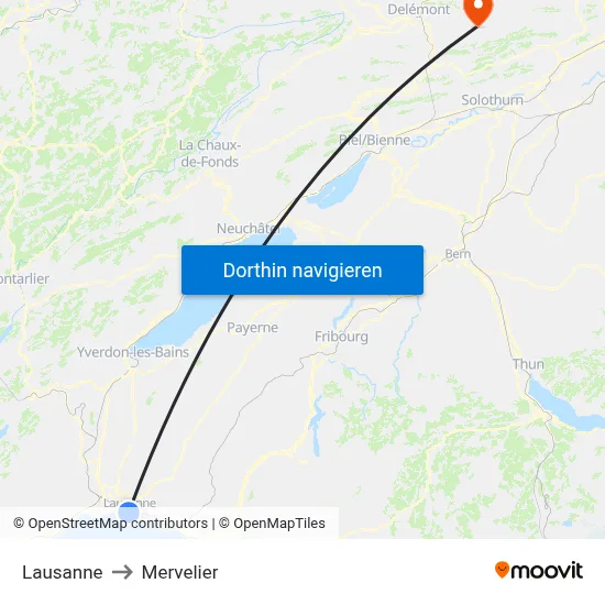 Lausanne to Mervelier map