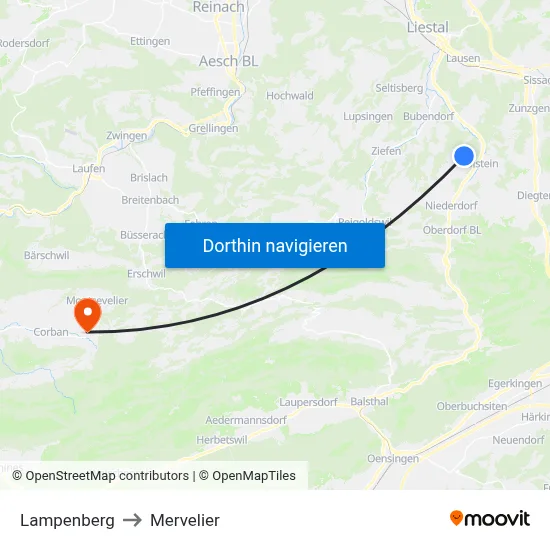 Lampenberg to Mervelier map