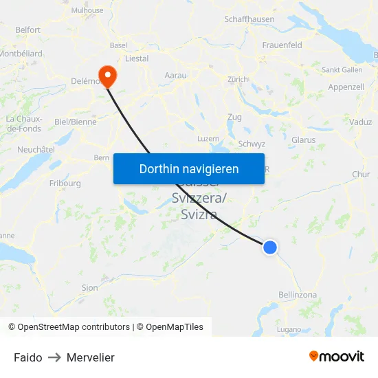 Faido to Mervelier map