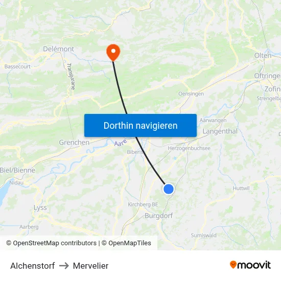 Alchenstorf to Mervelier map