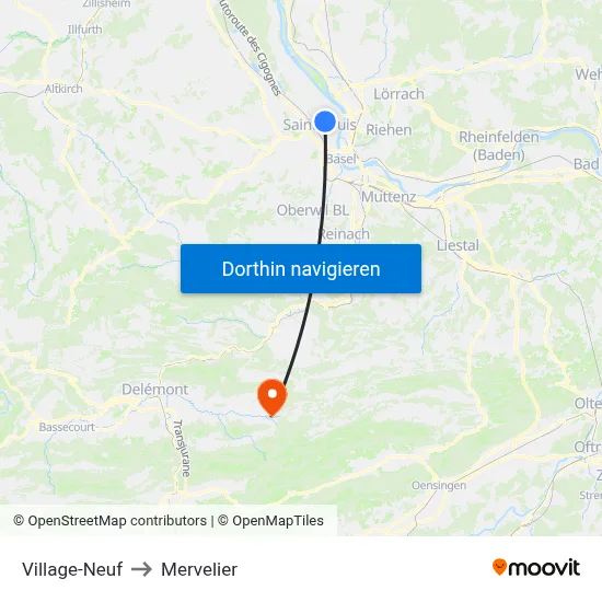 Village-Neuf to Mervelier map