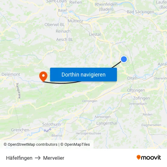 Häfelfingen to Mervelier map